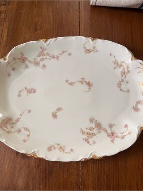 Haviland Limoges Porcelain Schleiger ?525 Pink Gold Floral 16” Platter